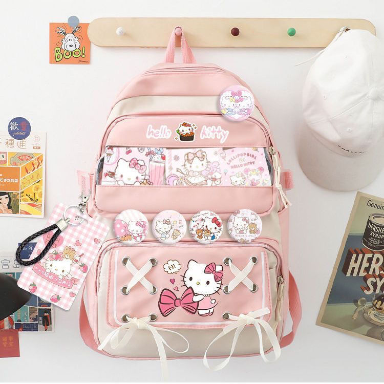 Kitty school bag pink and black color