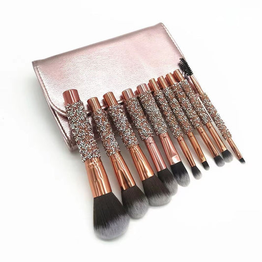 10pcs diamond crystal set full set of tools powder brush soft bristle brush blush beginner portable