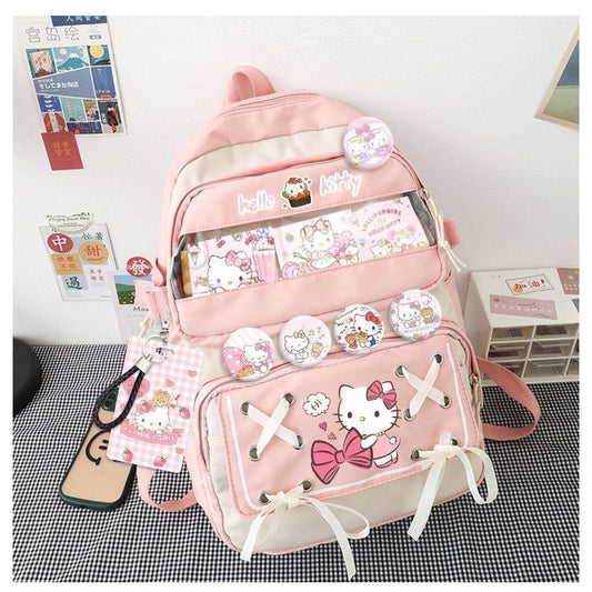 Kitty school bag pink and black color