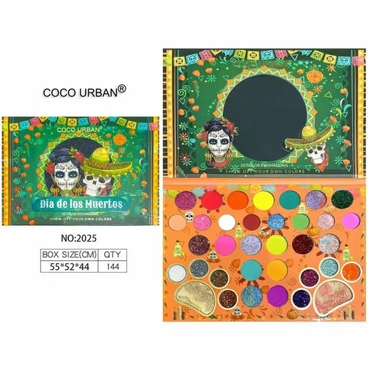 35 Colors Skull Halloween Eyeshadow Palette Pearlescent Matte Glitter Sequin Palette Stage